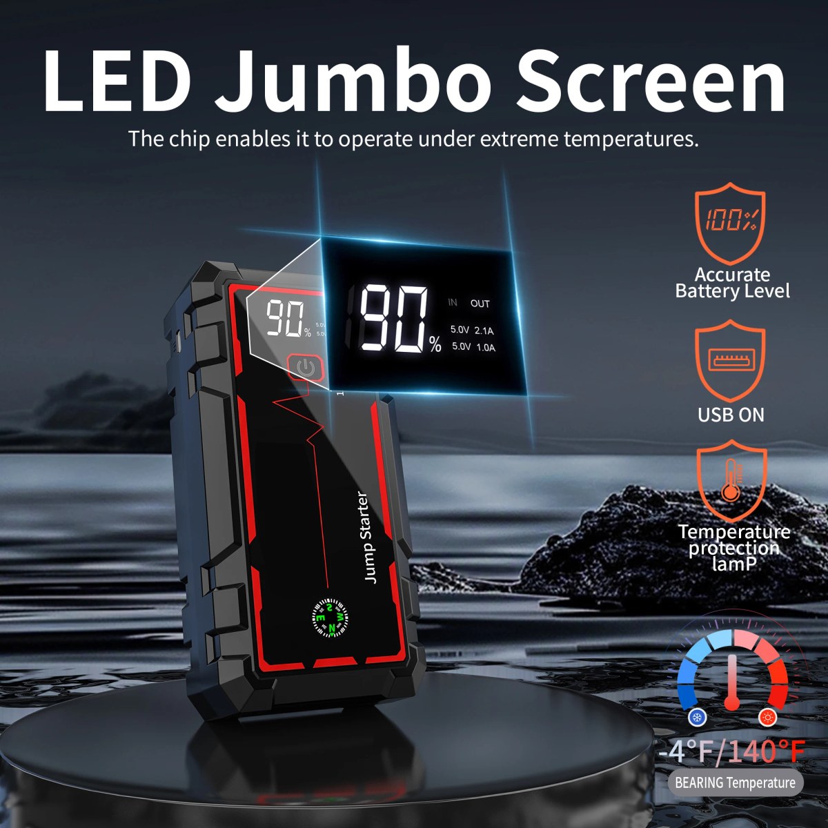 Portable Car Starter 12000mAh 1600A for 12V Vehicles 3