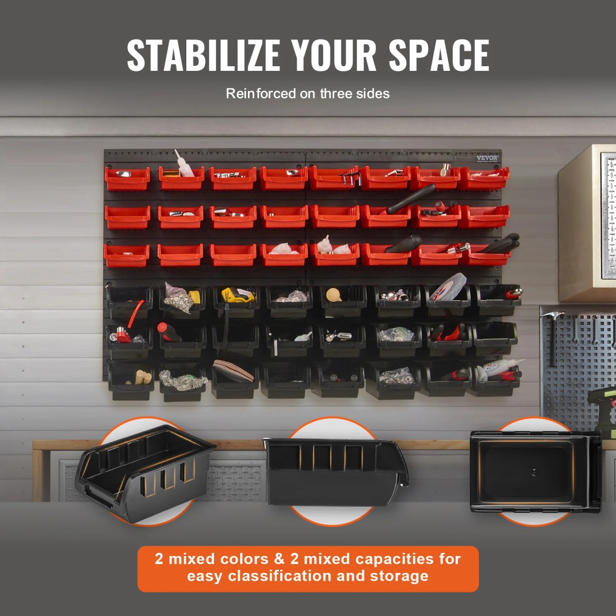 Wall-Mounted Storage Bins Set for Garage and Workshop 5