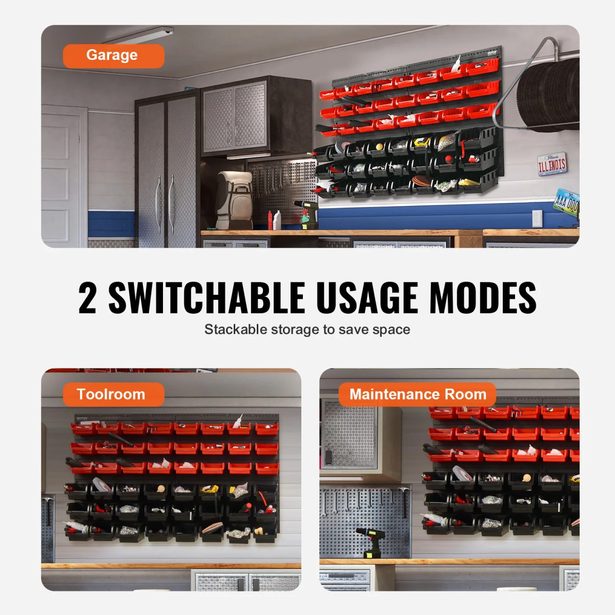 Wall-Mounted Storage Bins Set for Garage and Workshop 7