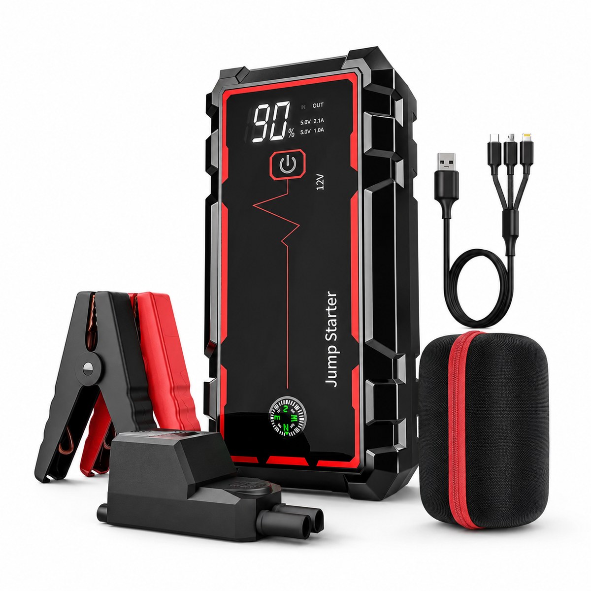 Draagbare autostarter 12000mAh 1600A voor 12V voertuigen