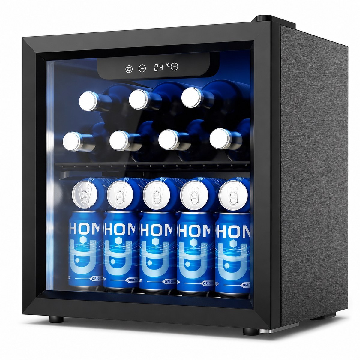 Drankkoelkast 55 blikjes met glazen deur en LED-verlichting