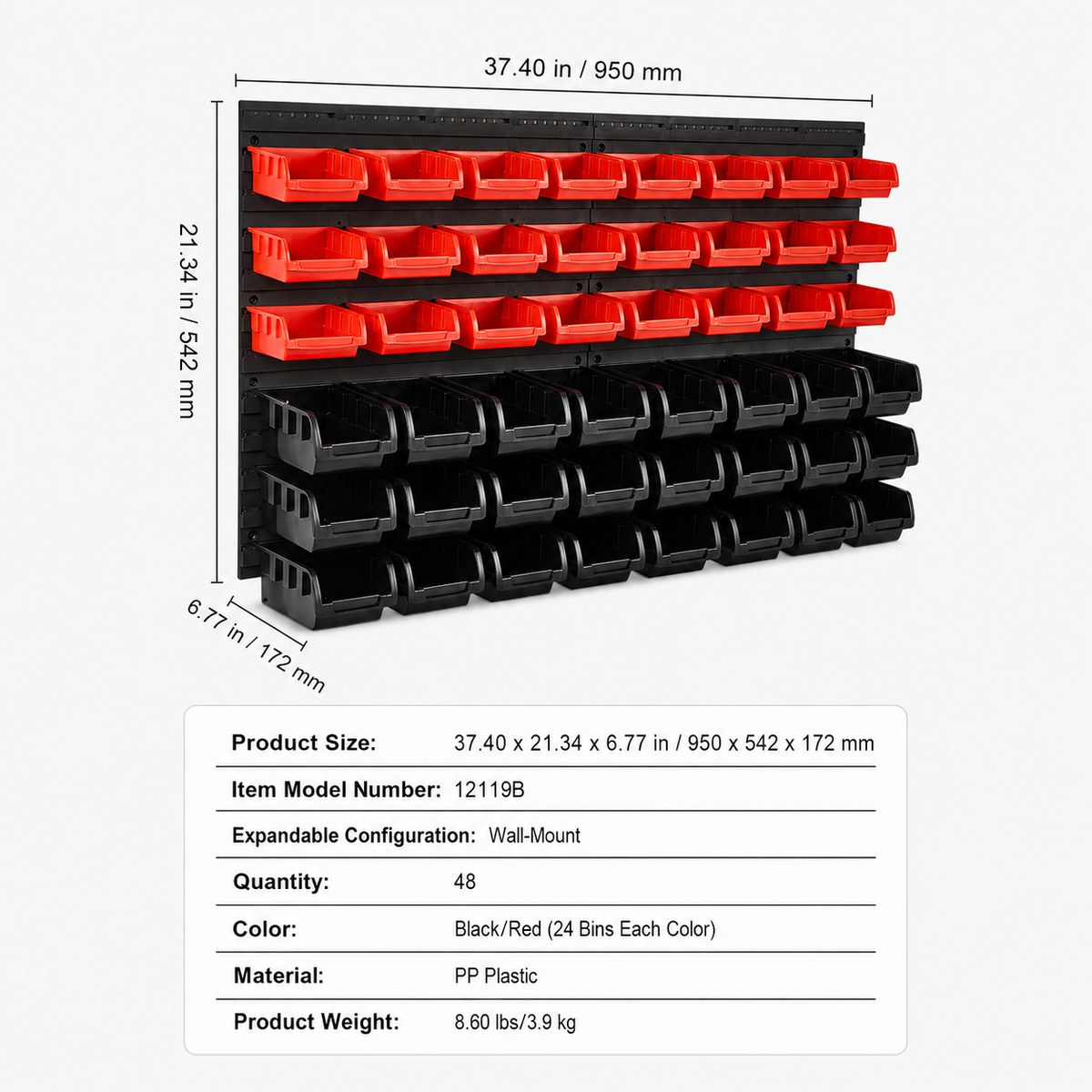 Wall-Mounted Storage Bins Set for Garage and Workshop 8